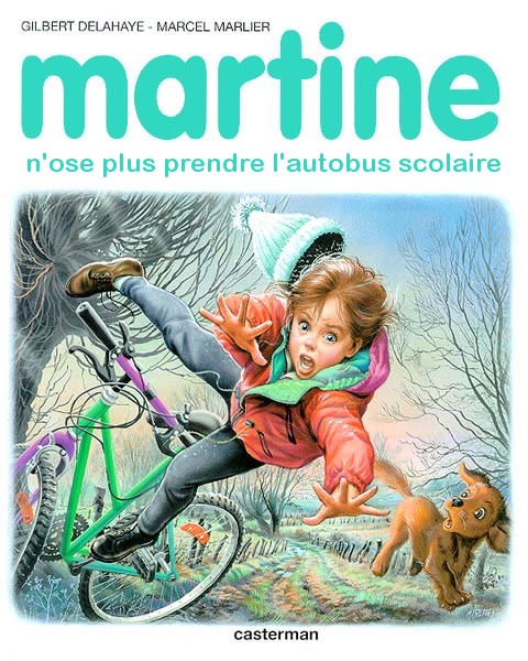 La série de livres Martine avec des titres en lien avec le