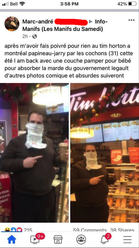 He Puts A Diaper In His Face To Go To Tim Hortons Petit Petit Gamin