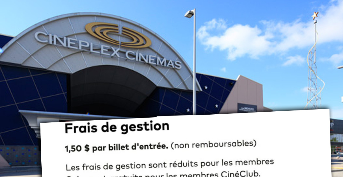 Les internautes sont fâchés des frais de 1.50$ par billet pour aller au Cineplex