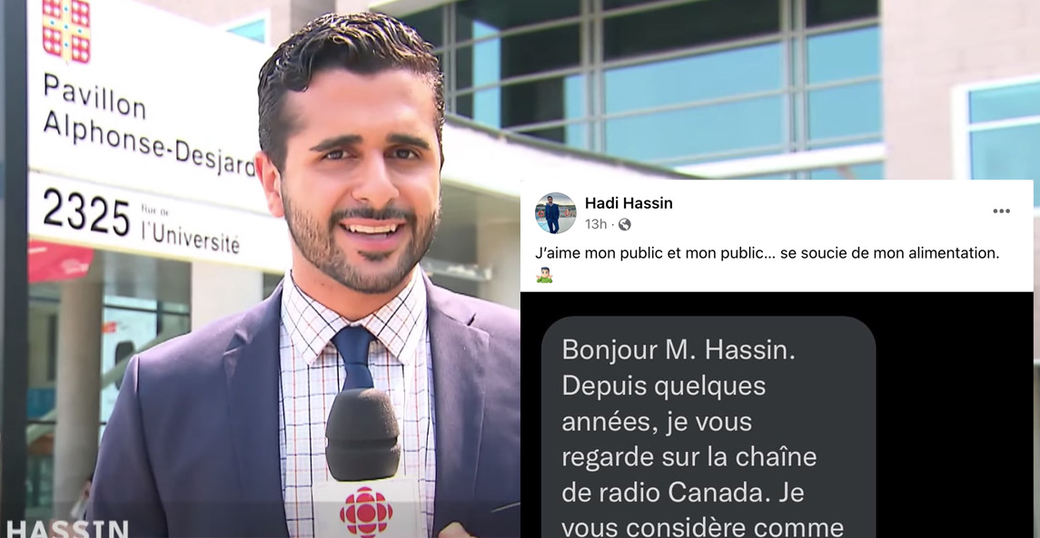 Le journaliste de Radio-Canada Hadi Hassin reçoit un message déplacé
